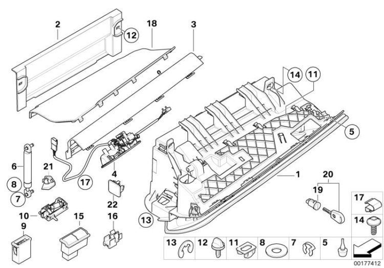 Glove box with airbag ->47750031706