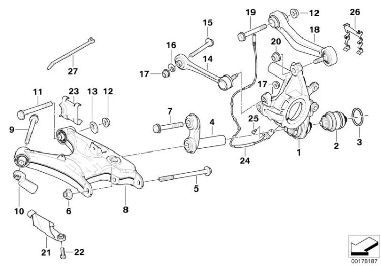 Rear axle support/wheel suspension ->47536330519