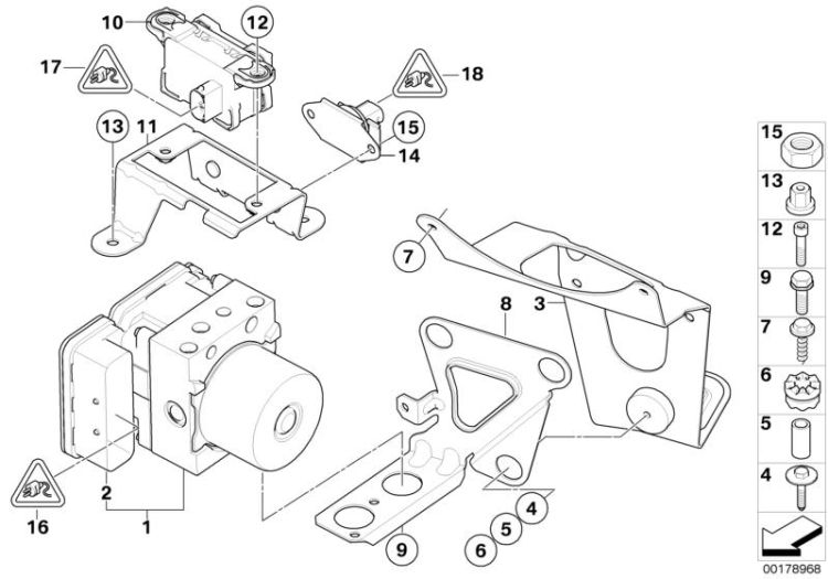 Hydro unit DSC/fastening/sensors ->48421341460