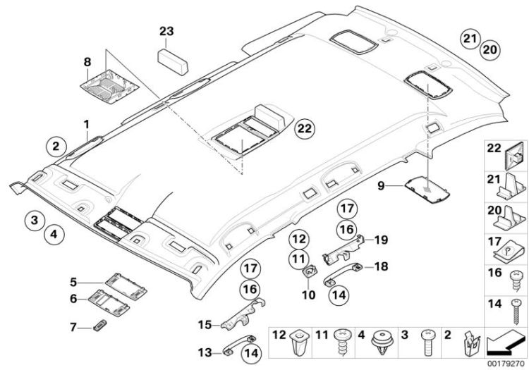 51447120628 Cover f ultrasonic burglar alarm Vehicle trim Interior equipment top BMW 5er F07 E60 E61 E61N >179270<, Mascherina protez. abitacolo ultrasonica