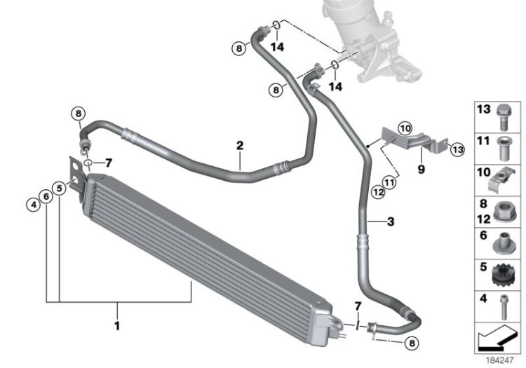 Engine oil cooler/oil cooler line ->50361170434