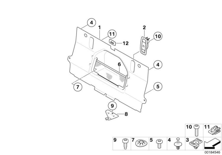 Cover, catch bracket, Number 12 in the illustration