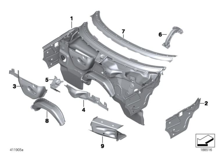 41137064488 Supporting strut front wall centre Bodywork Front body BMW i3 BMW i3  E89 E85 E86 >188516<, Puntello d app. p parete paraspr.centro