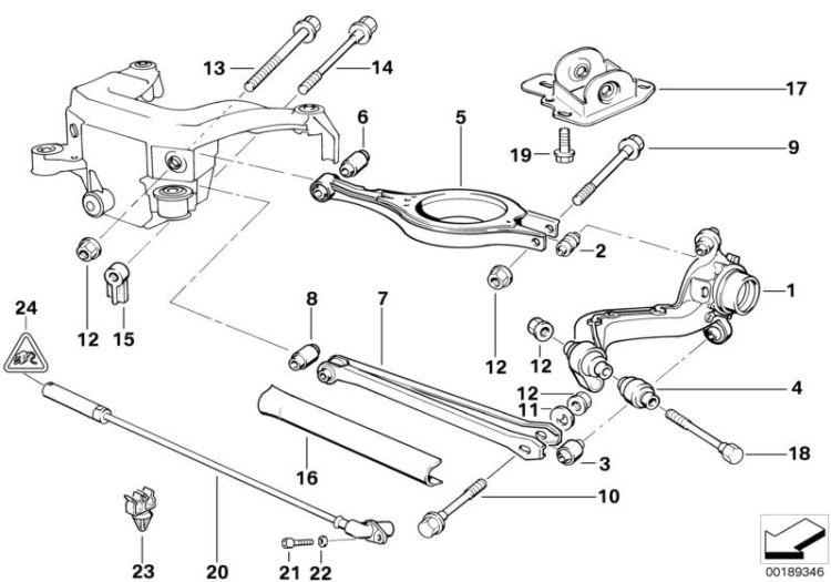 Rear axle support/wheel suspension ->47416331005