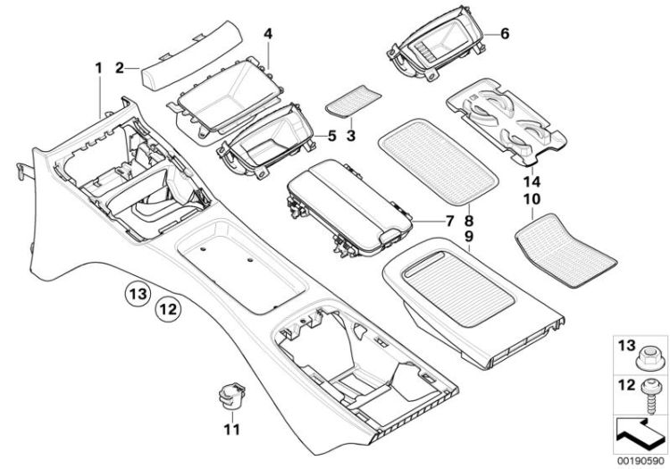 Centre console, rear cabin ->49557516201