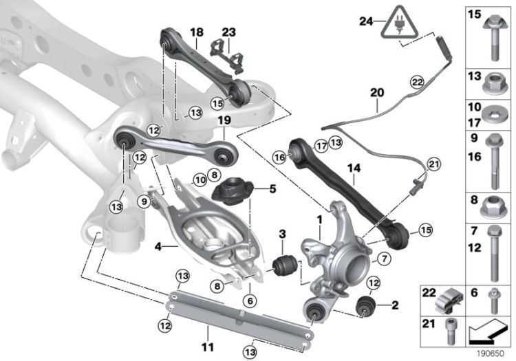 Rear axle support/wheel suspension ->51029331230