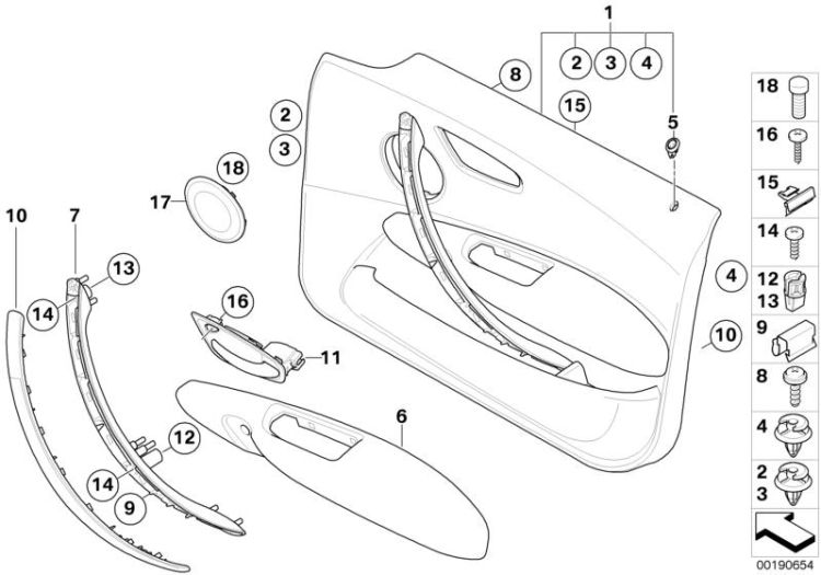 51419121150 Door trim panel fabric front right Vehicle trim Door trim panels lateral trim panels BMW 1er E88 E87N >190654<, Rivestimento porta ant. dx in tessuto