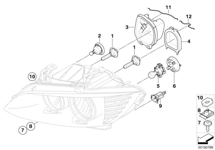 Individual parts for headlamp, halogen ->51024631069