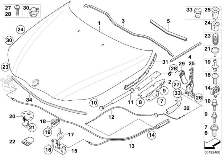 Engine hood/mounting parts ->47750411471