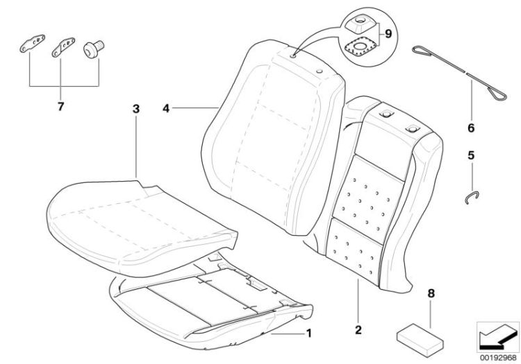 Cover backrest, leather, Number 04 in the illustration