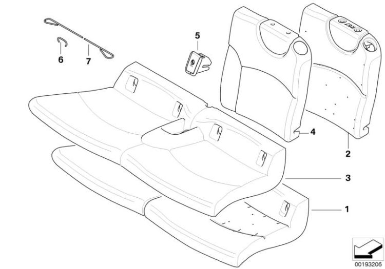 Seat, rear, cushion, & cover, basic seat ->51389523526