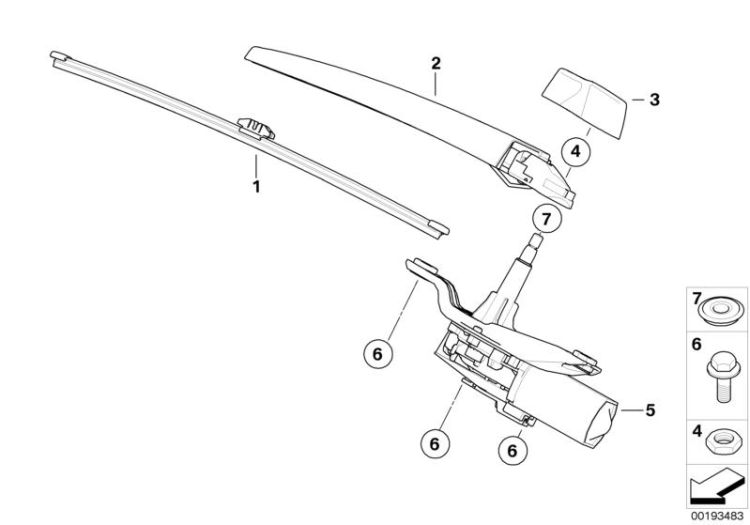 Single parts for rear window wiper ->50139612145