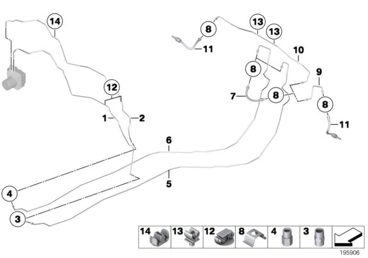 Brake pipe rear ->48480341808