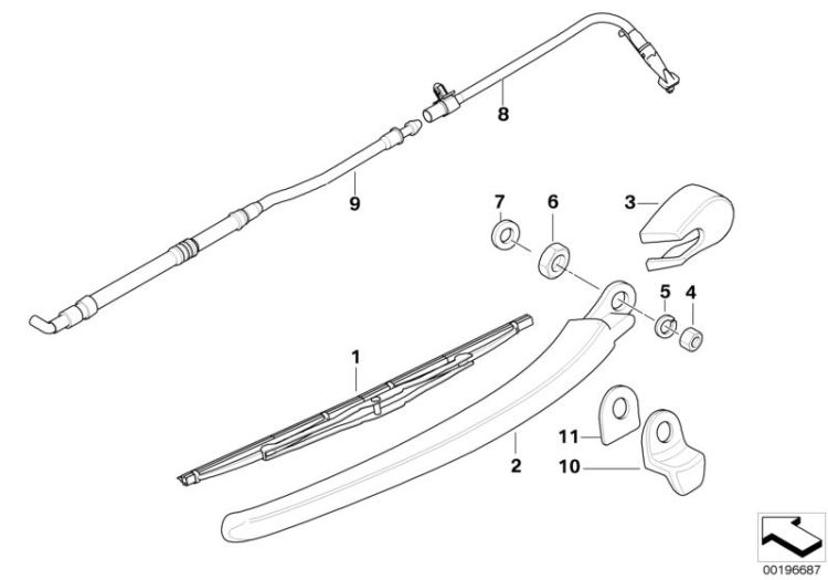 Single parts for rear window wiper ->47760611821