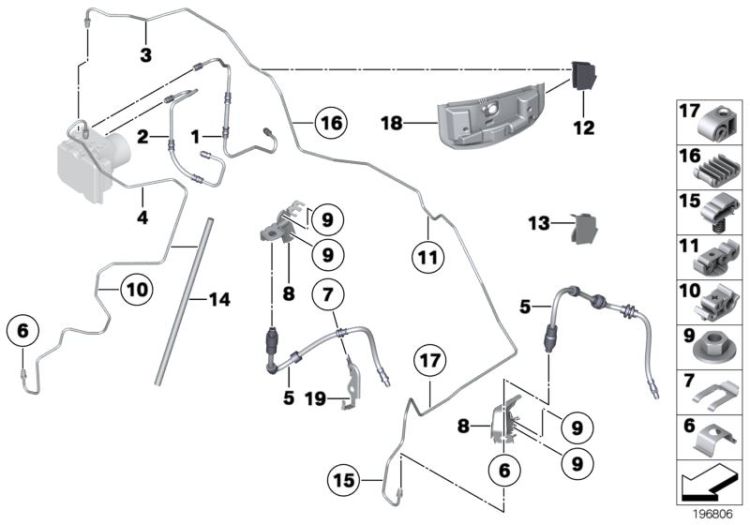 Brake pipe, front ->48480341487