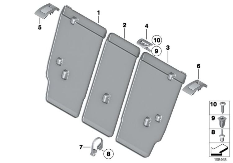 Seat, rear, seat trims ->51923523557