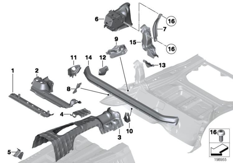 Locator, compression strut, right, Number 12 in the illustration