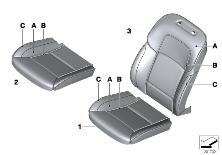 Individual cover, leather comfort seat ->51261911018