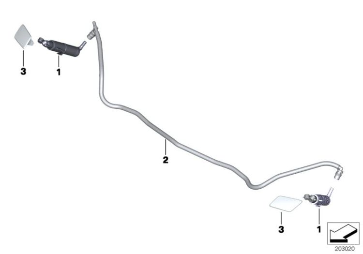 Conduite en tuyaux flex.lave-projecteurs, numéro 02 dans l'illustration