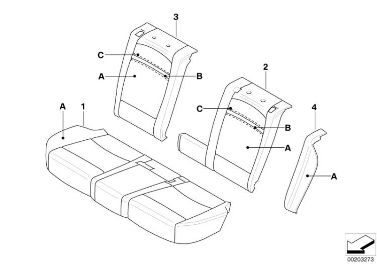 Individual cover, leather, seat, rear ->50139911032