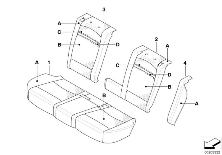 Indiv. cover, seat, rear, A/C leather ->50139911033