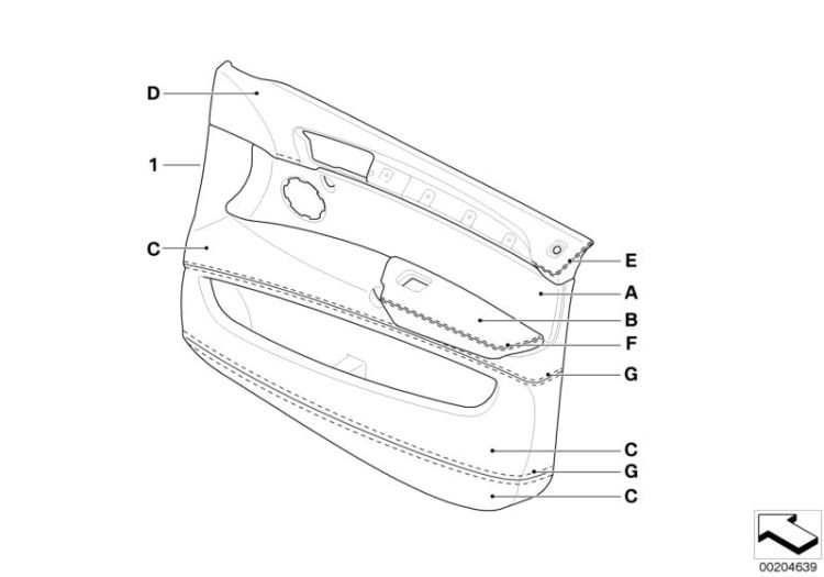 Indi.door trim panel,full leather, front ->50901911046