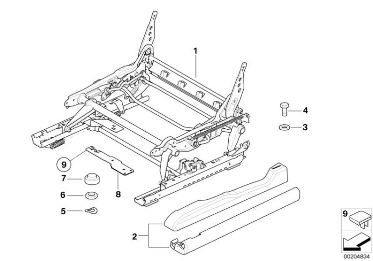 Front seat rail mechanical/single parts ->47623522306