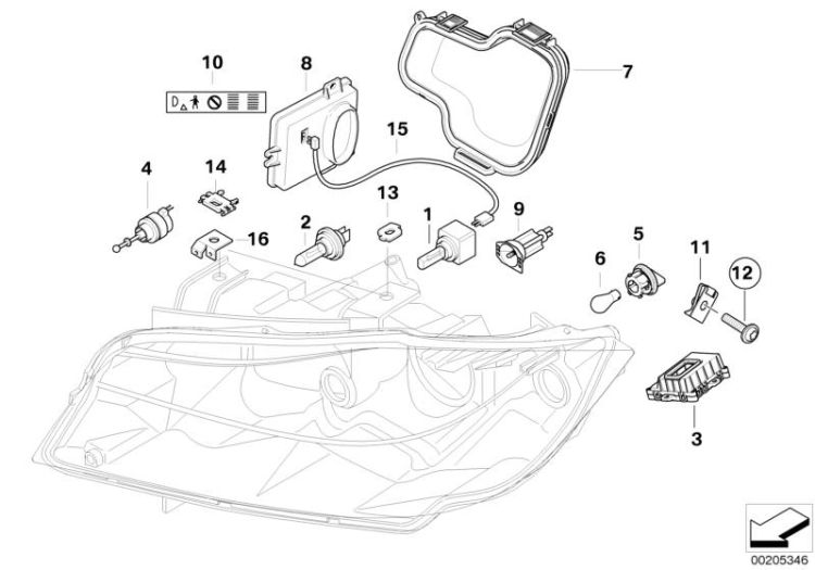 Single components f headlight Xenon/ALC ->48480630918