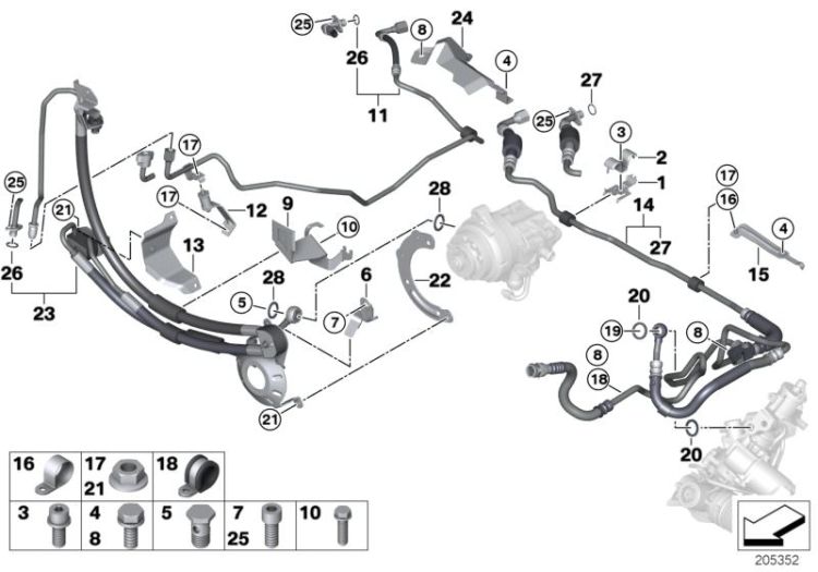 Hydrolenkung Ölleitungen/Adaptive Drive ->50140321692