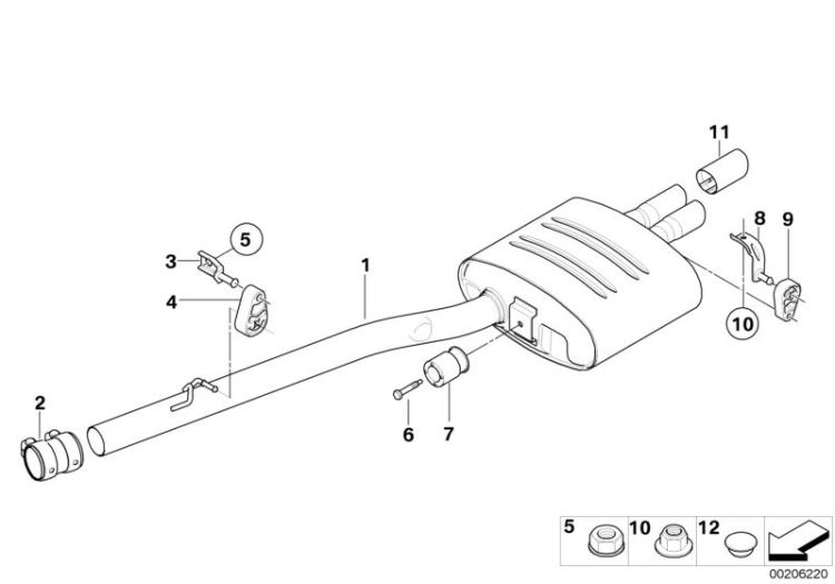 Exhaust system, rear ->47750180520