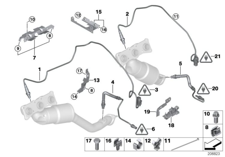 Support pour cable de sonde lambda, numéro 19 dans l'illustration