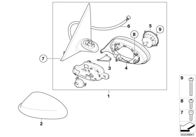 51167282624 Outside mirror heated with memory right Vehicle trim Outside mirror BMW 3er F30 51167208276 E92 E93N >206841<, Specchio esterno riscald.c memoria des.