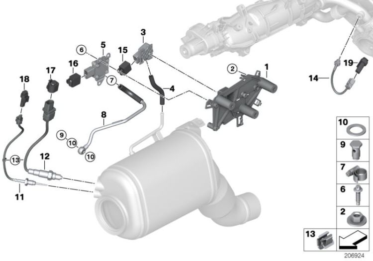 Diesel partic.filt.sens./mount.parts ->51868131353