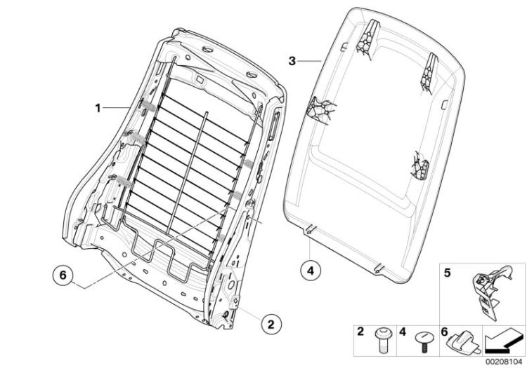 Front seat backrest frame/rear panel ->48480032659