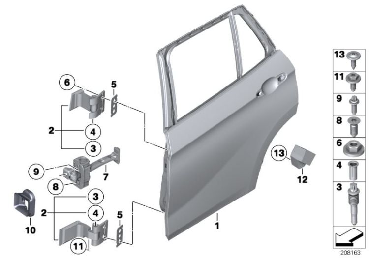 Rear door - hinge/door brake ->51923411960