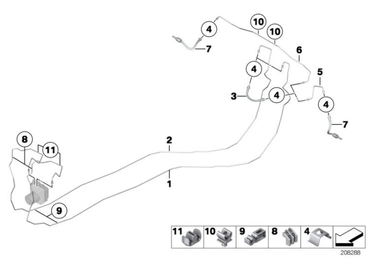 Brake pipe rear ->51923341811