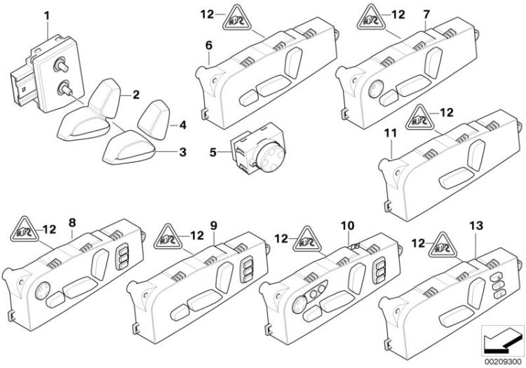 Seat adjustment switch, front ->47750611709