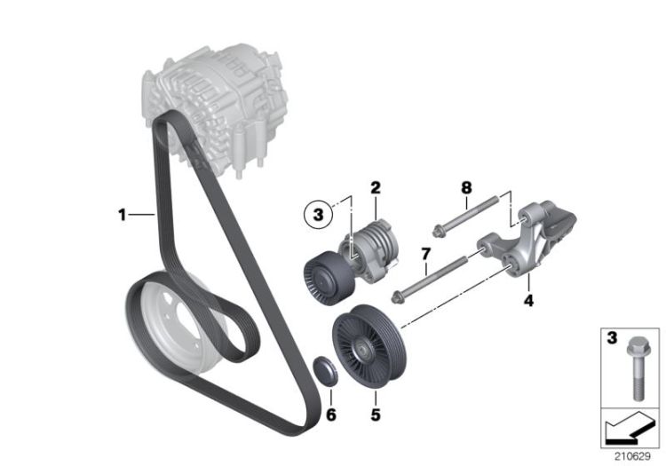 Riementrieb für Wasserpumpe/Generator ->50140121403