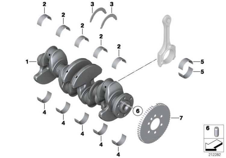 Crankshaft with bearing shells ->50618113919