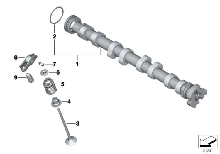 Valve timing gear, camshaft, outlet ->52159114548