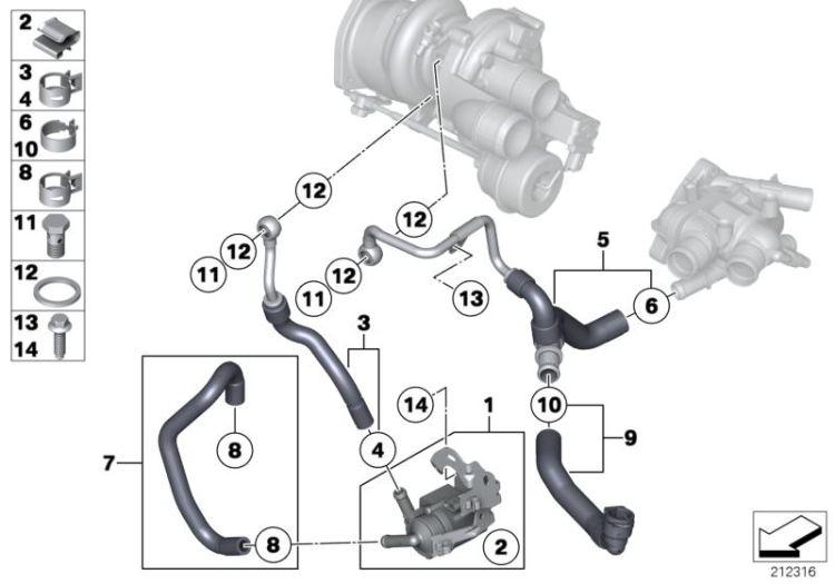 Cooling system, turbocharger ->50619113946