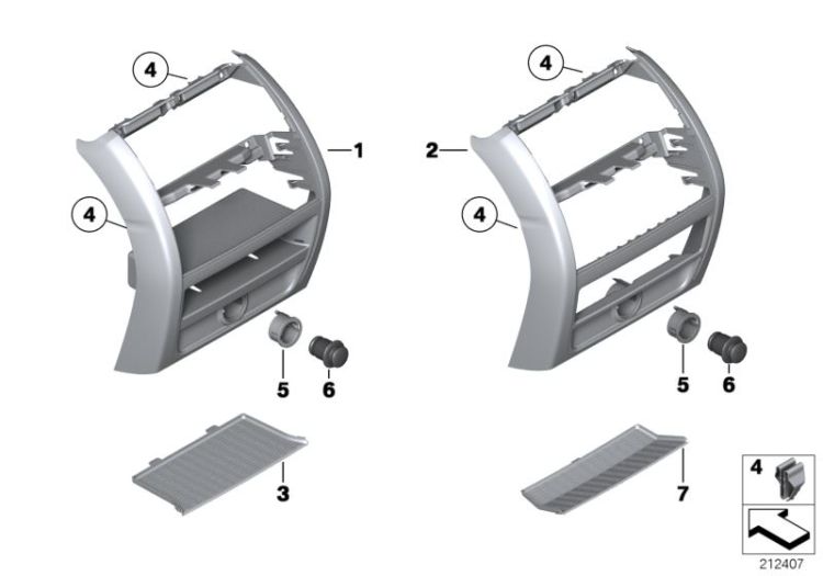 Mounting parts, centre console, rear ->52148517913