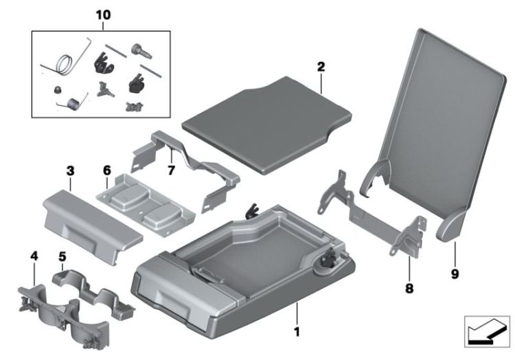 Rear seat centre armrest ->52148523630