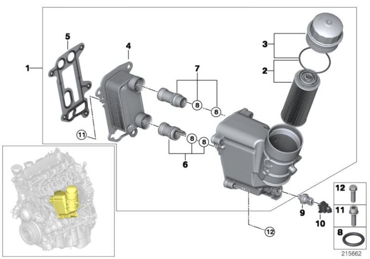 Lubricat.syst.-oil filter,heat exchanger ->50142114065