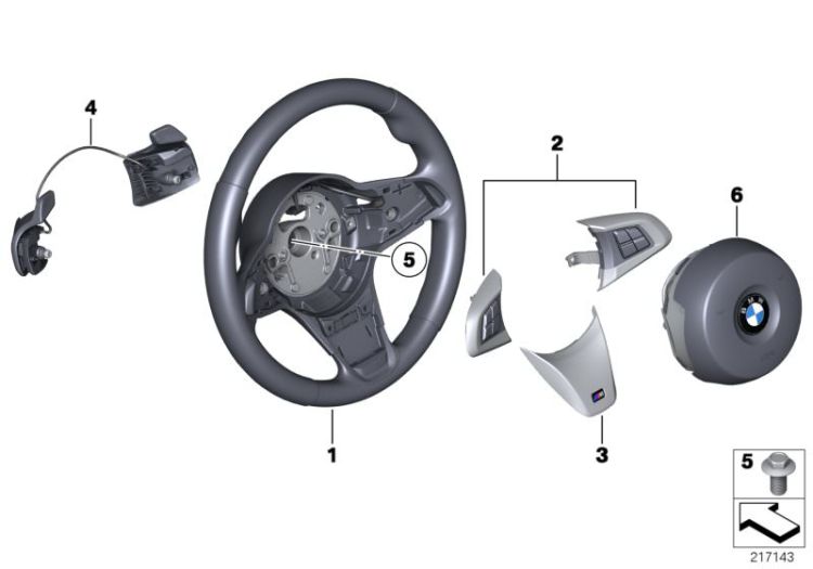 M sport st.wheel,airbag,multif./paddles ->51401321884