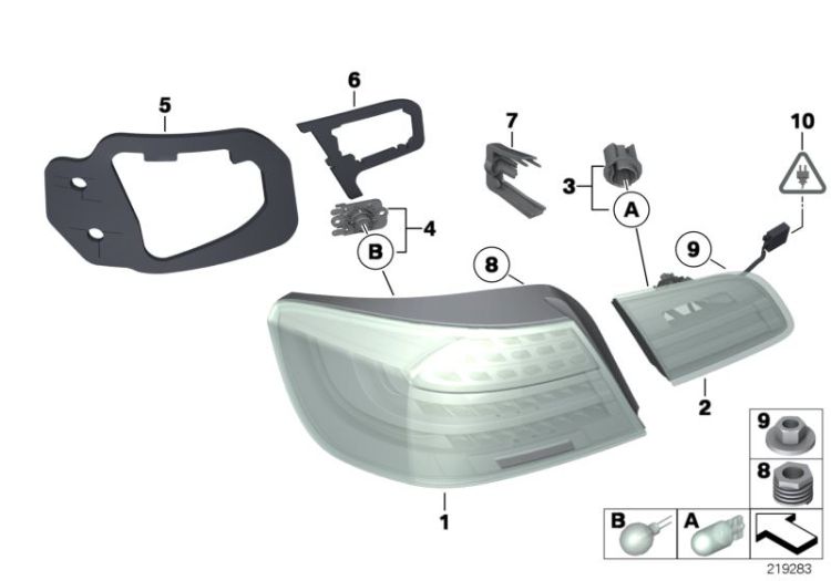 63217252092 Rear light in the side panel right Lighting Rear light BMW 3er F30 E93N >219283<, Luz trasera en pared lateral derecha