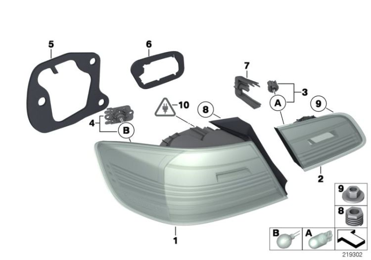 63217274613 Gasket rear light trunk lid left Lighting Rear light BMW 3er E93 E92N >219302<, Guarniz.,fanale post.portell.post. sin.