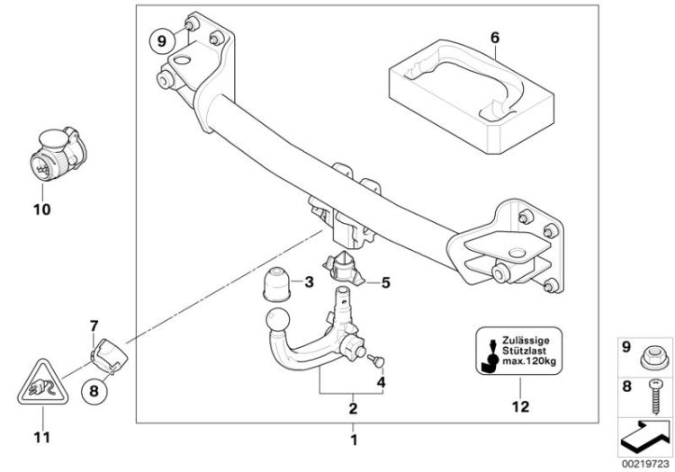 Towing hitch, detachable ->50901710424