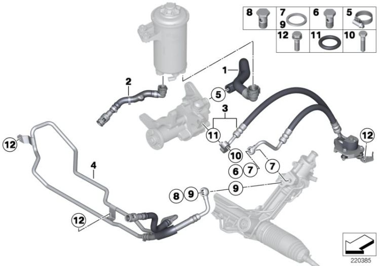 Hydro steering-oil pipes ->54681322120