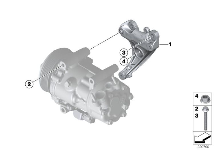 Mounting parts f air cond. compressor ->50618641538